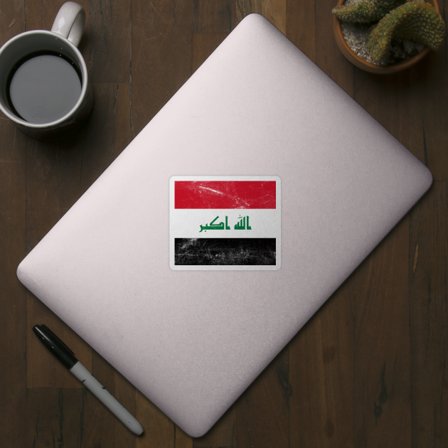 Iraq // Faded Vintage Style Flag Art Design by DankFutura